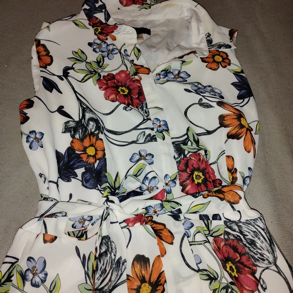 T Tahari Floral Print Dress - White, Red, Orange, Blue